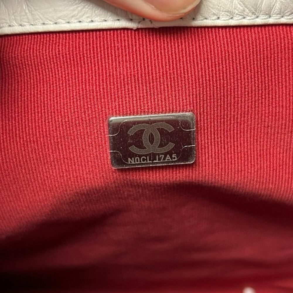 Chanel Calfskin Leather White Black Quilted Gabrielle Two Tone Chain Backpack - Picture 8 of 9